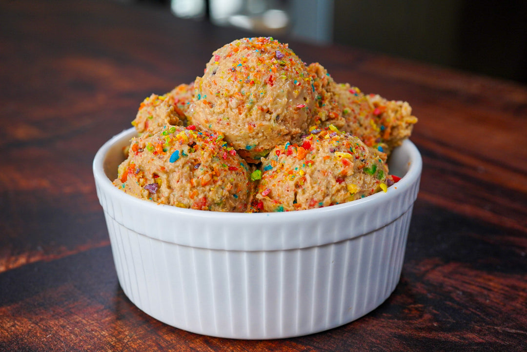 Blended Overnight Oats Fruity Pebble Protein Cookie Dough