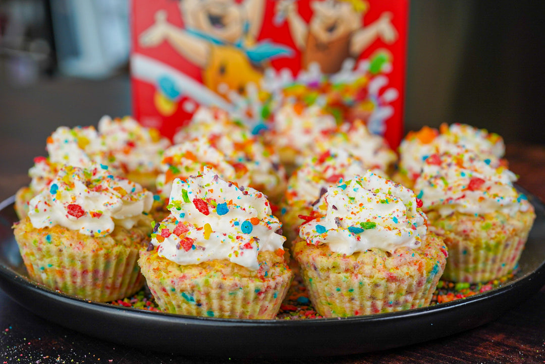 Fruity Pebble Mini Protein Cheesecakes