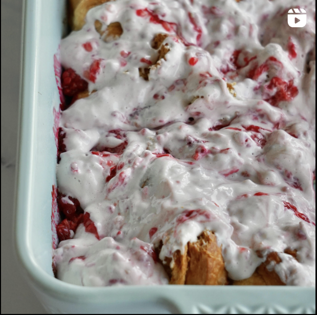 Raspberry Protein French Toast Casserole