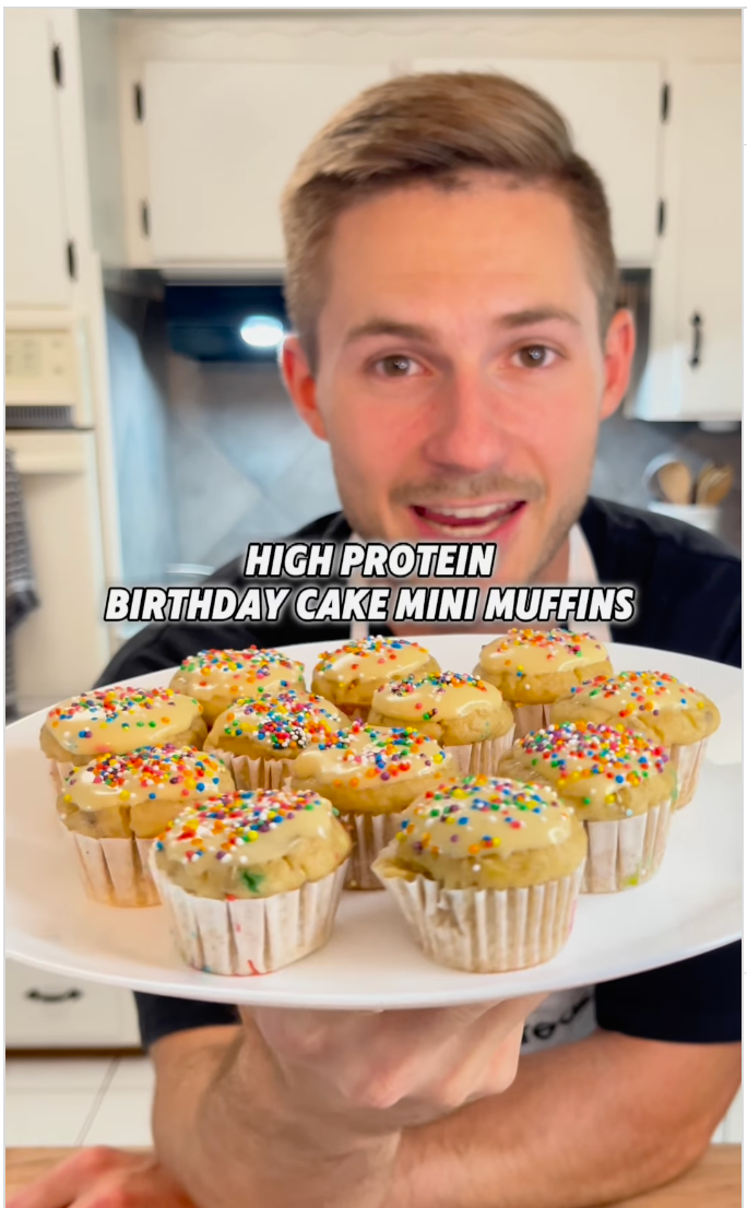 High Protein Birthday Cake Mini Muffins