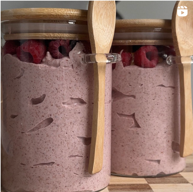 Blended Raspberry Protein Chia Pudding